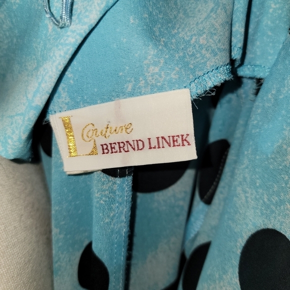 L'Couture Bernd Linek Turquoise & Black Polka Dot Chiffon Jacket Cover Up - Picture 8 of 9
